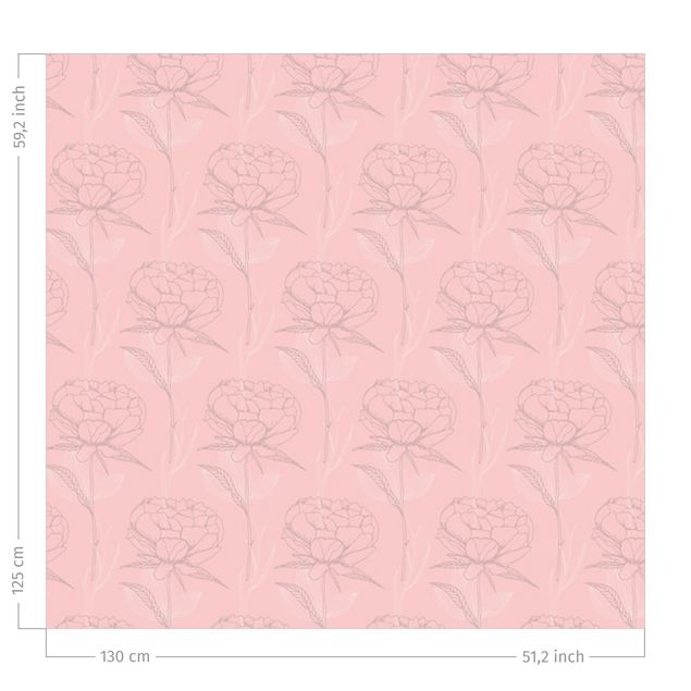 flower curtains Peony Pattern - Pale Pink