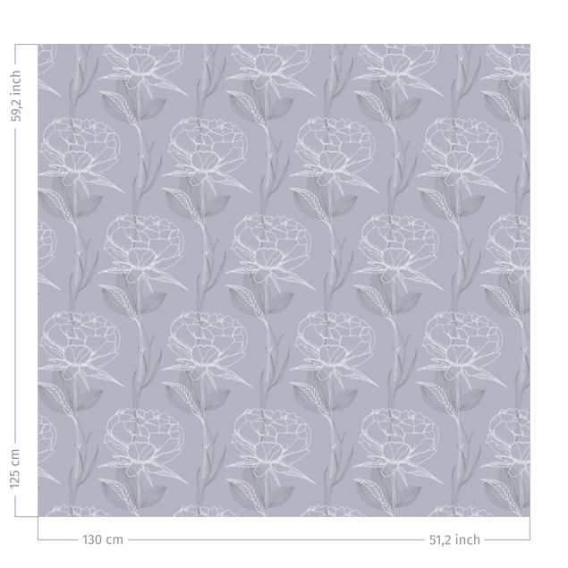 floral curtains Peony Pattern - Pastel Greyish Violet