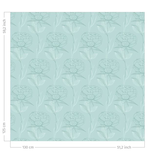 floral drapes Peony Pattern - Pastel Mint Green