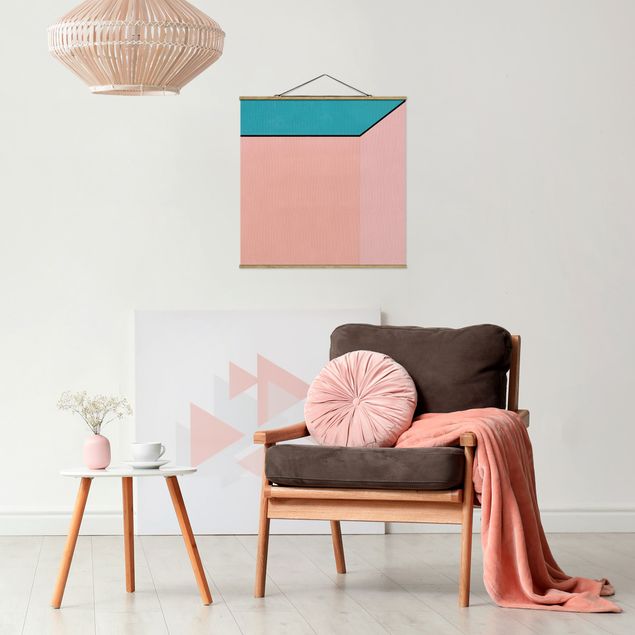 Fabric print with poster hangers - Peach Coloured Thickness - Square 1:1