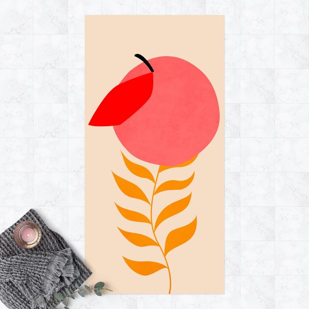 jungle theme rug Peach Plant In Pink