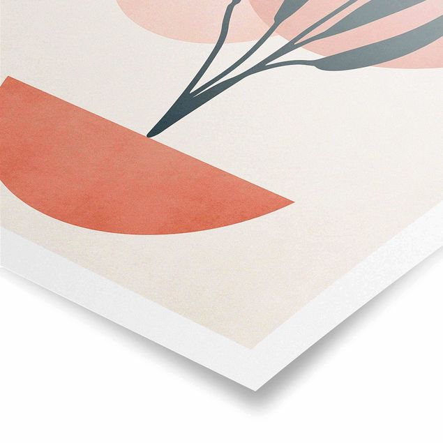 Poster art print - Plant And Abstract Shapes In Pink - 2:3