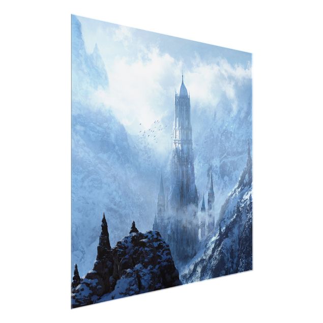 Glass print - Fantasy Castle In Snowy Landscape
