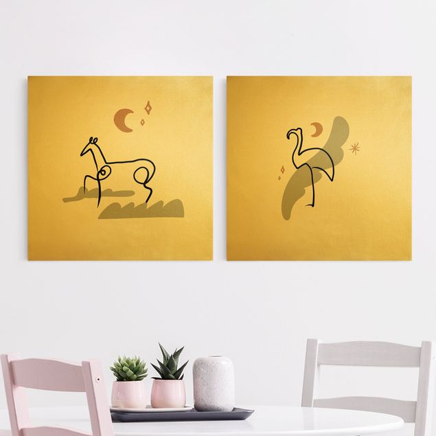 Print on canvas - Picasso Interpretation - Horse And Flamingo