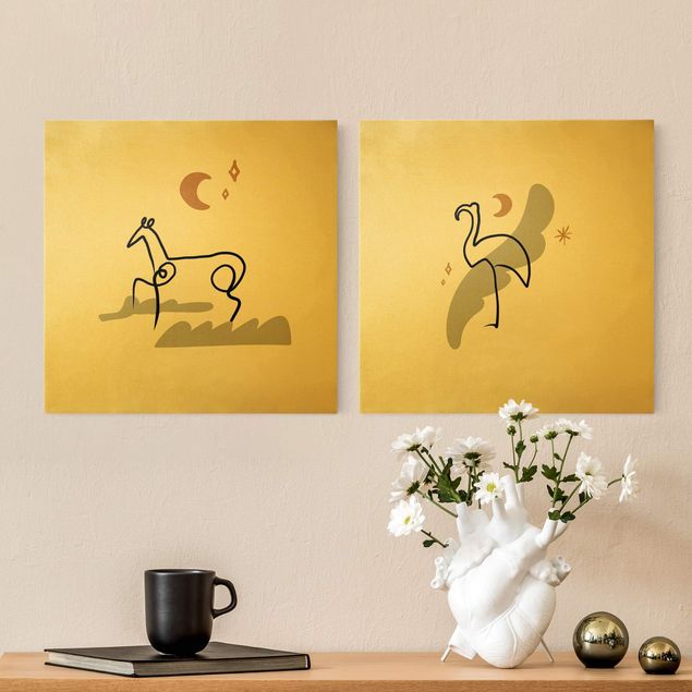 Print on canvas - Picasso Interpretation - Horse And Flamingo