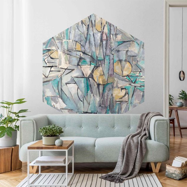 Self-adhesive hexagonal pattern wallpaper - Piet Mondrian - Composition X