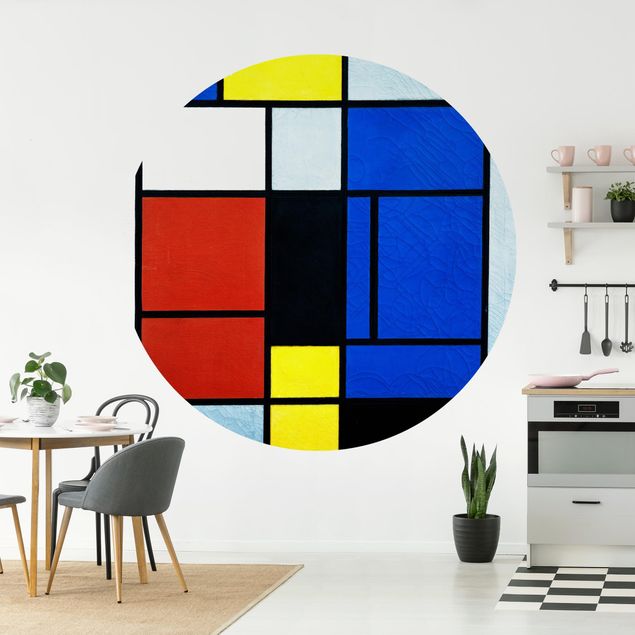 Self-adhesive round wallpaper - Piet Mondrian - Tableau No. 1