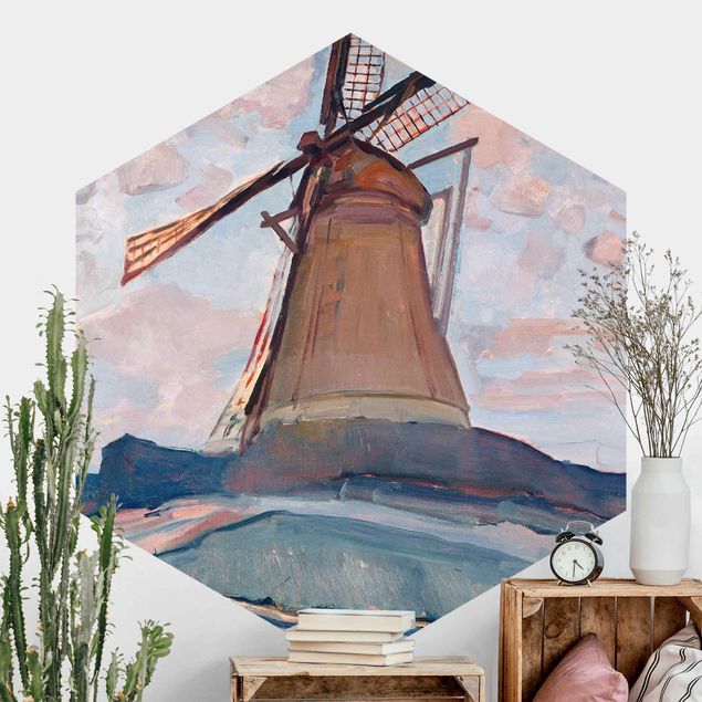 Self-adhesive hexagonal wall mural Piet Mondrian - Windmill