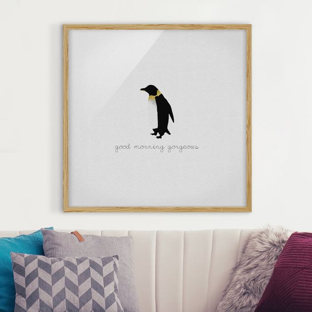 Framed poster - Penguin Quote Good Morning Gorgeous