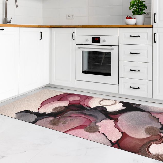 contemporary rugs Pink Beige Drops With Pink Gold