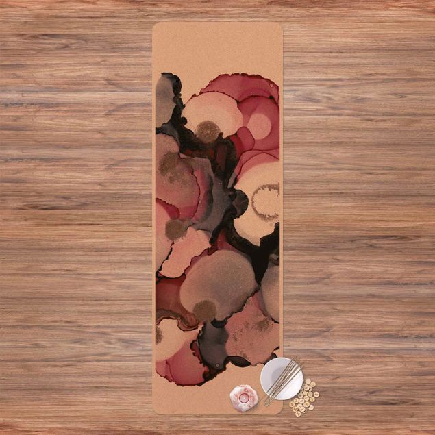 Modern rugs Pink Beige Drops With Pink Gold