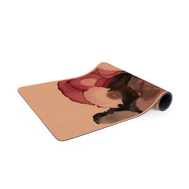 Yoga mat - Pink Beige Drops With Pink Gold