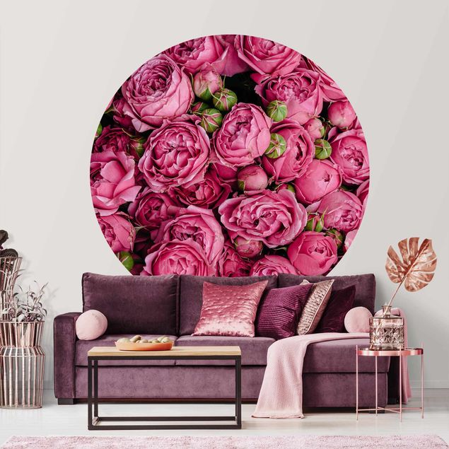 Self-adhesive round wallpaper - Pink Peonies