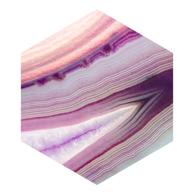 Self-adhesive hexagonal wall mural - Pink Crystal Planet