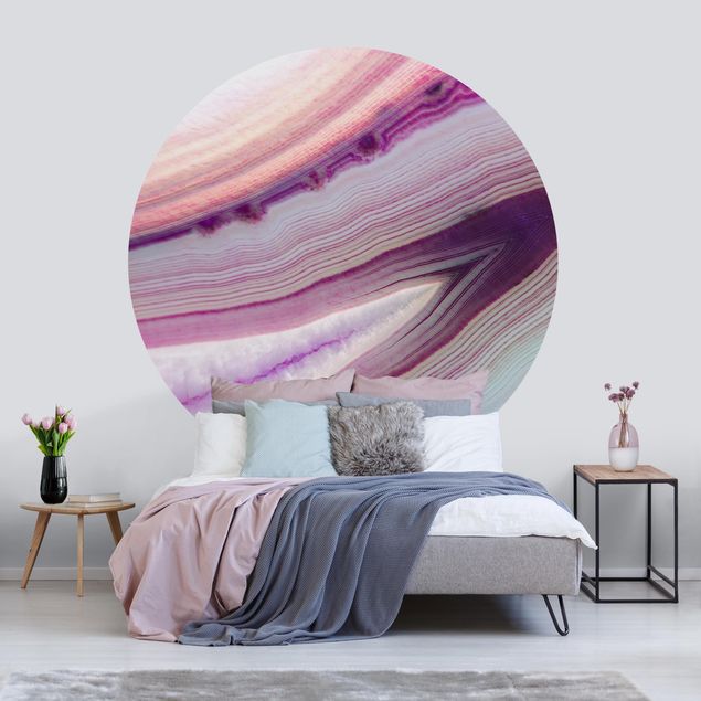 Self-adhesive round wallpaper - Pink Crystal Planet