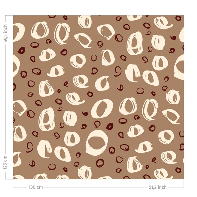 floral drapes Painted Circle Pattern - Beige, White And Red