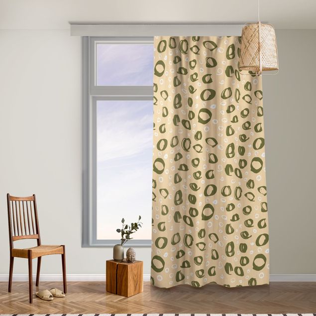 modern curtains for living room Painted Circle Pattern - Pastel Orange And Olive Green