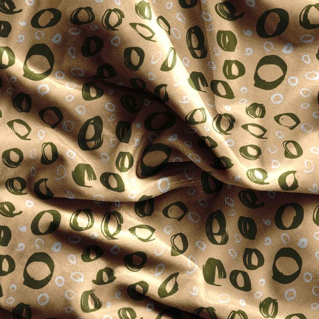 patterned drapes Painted Circle Pattern - Pastel Orange And Olive Green