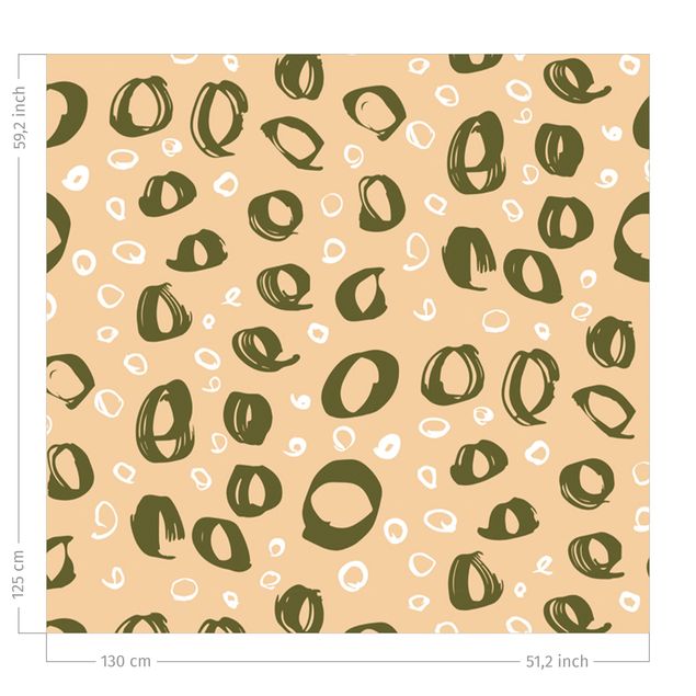 flower curtains Painted Circle Pattern - Pastel Orange And Olive Green