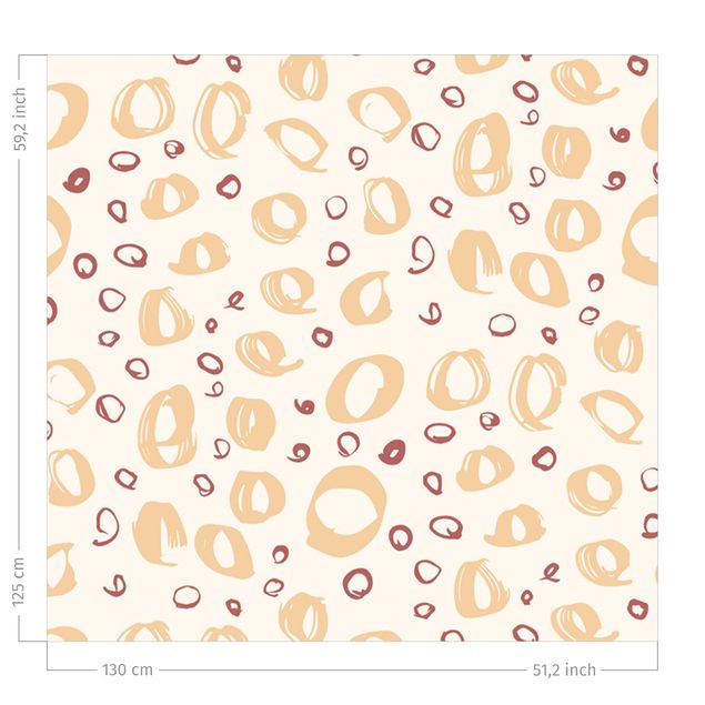 floral curtains Painted Circle Pattern - Pastel Orange And Red