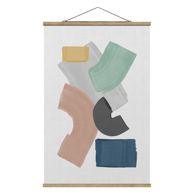 Fabric print with poster hangers - Broad Strokes In Pastel - Portrait format 2:3