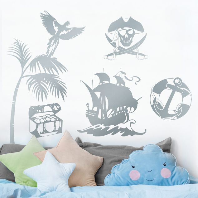 Pirate ship wall stickers Pirate Set with Treasure
