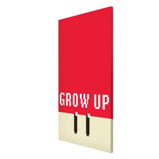Magnetic memo board - Pixel Text Grow Up In Red - Portrait format 3:4