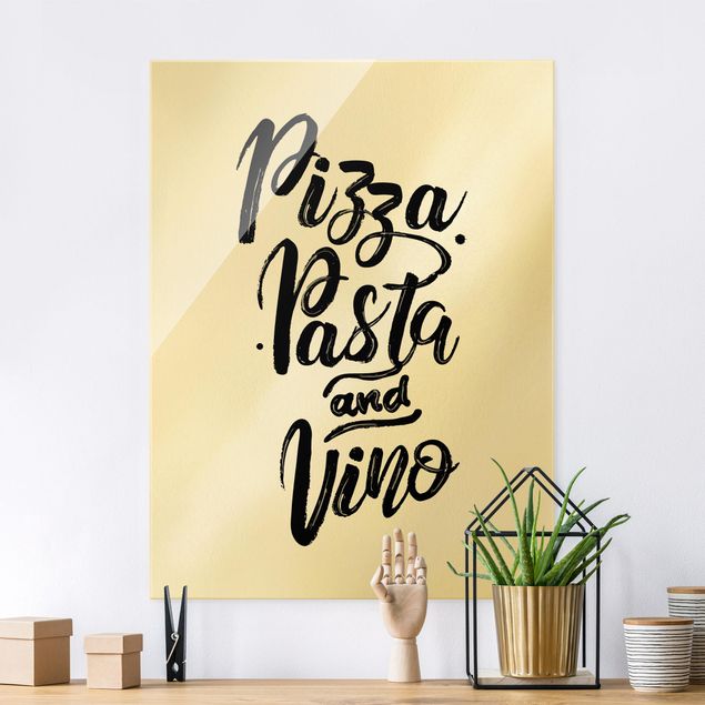 Glas Magnetboard Pizza Pasta And Vino