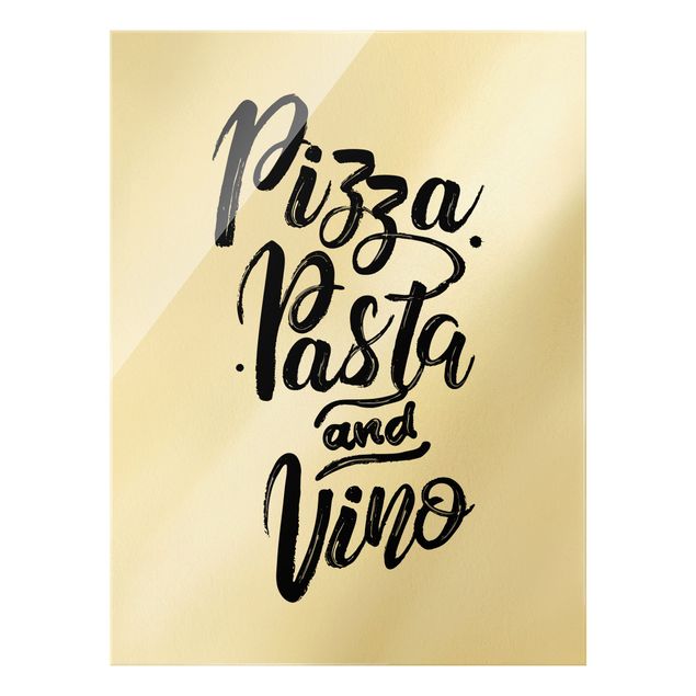 Glass print - Pizza Pasta And Vino - Portrait format