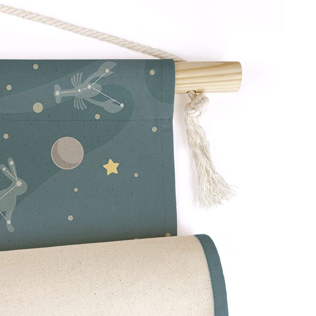 textile wall hangings Planets With Zodiac And Rockets