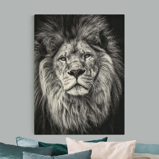 Canvas print gold - Portrait Lion Black And White