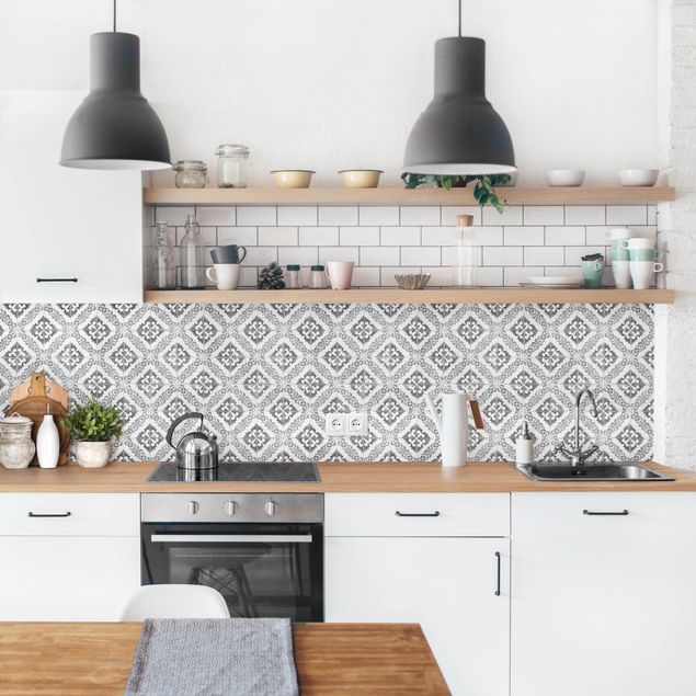 Kitchen splashback tiles Portuguese Vintage Ceramic Tiles - Silves Black And White