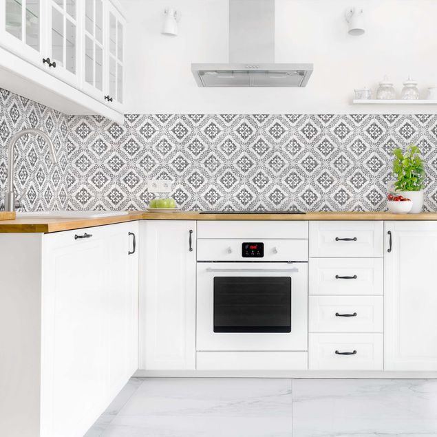 Kitchen splashbacks Portuguese Vintage Ceramic Tiles - Silves Black And White