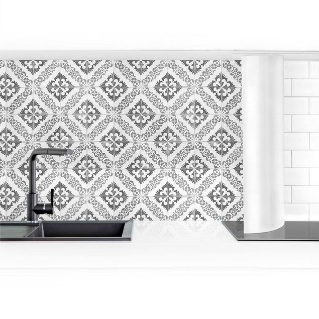 Kitchen wall cladding - Portuguese Vintage Ceramic Tiles - Silves Black And White