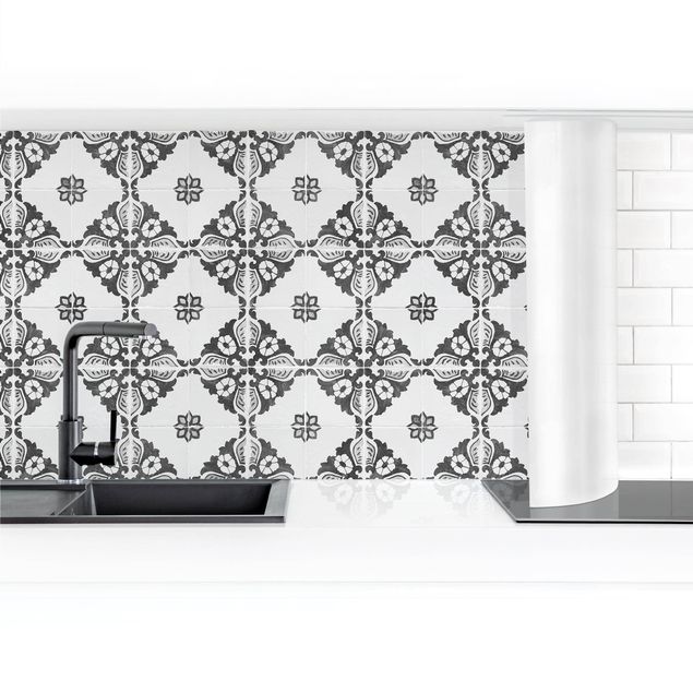 Kitchen wall cladding - Portuguese Vintage Ceramic Tiles - Sintra Black And White