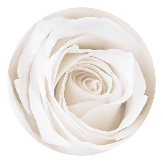 Self-adhesive round wallpaper - Pretty White Rose