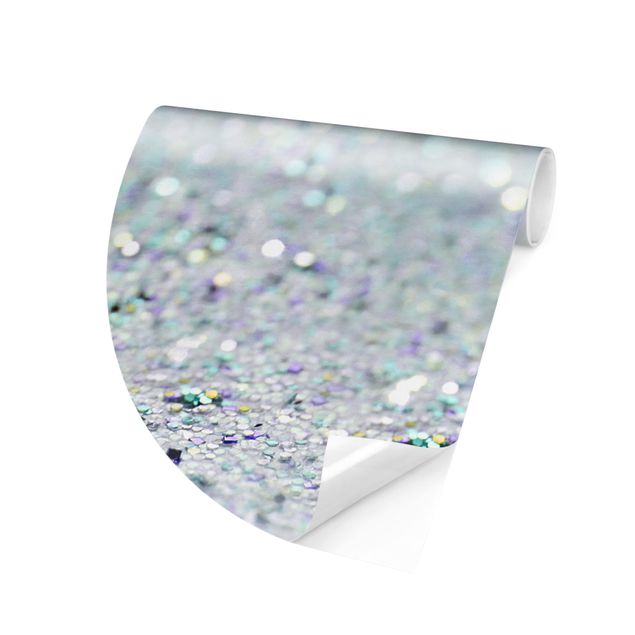 Self-adhesive round wallpaper - Princess Glitter Landscape In Mint Colour