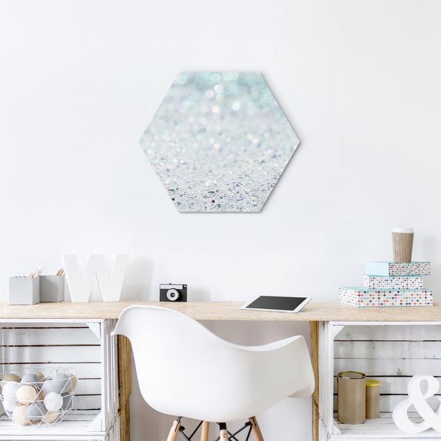 Alu-Dibond hexagon - Princess Glitter Landscape In Mint Colour