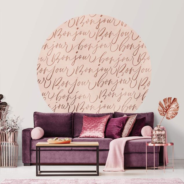 Self-adhesive round wallpaper - Powder Pink Bonjour