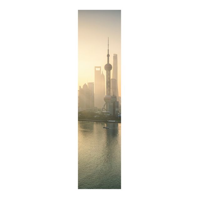 Schiebegardinen Set - Pudong bei Sonnenaufgang - Flächenvorhang