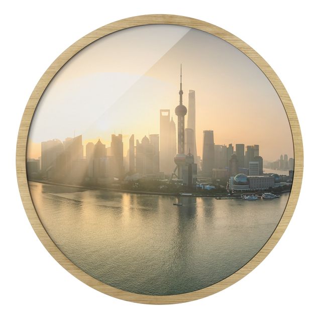 Circular framed print - Pudong At Dawn