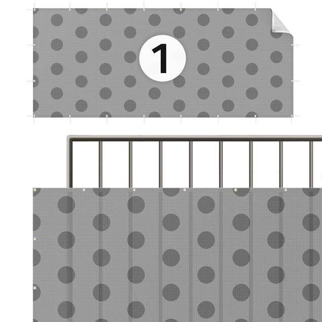 Privacy screen mat Dots in Dark Grey