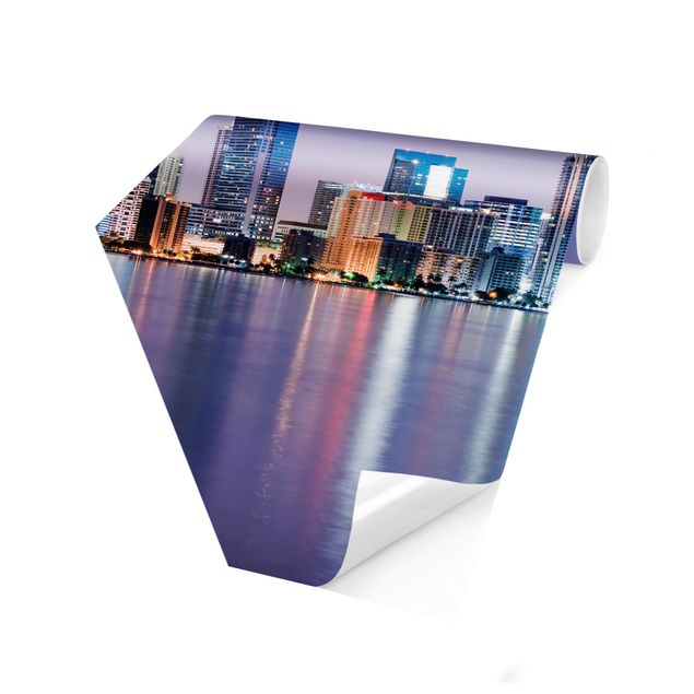 Self-adhesive hexagonal pattern wallpaper - Purple Miami Beach