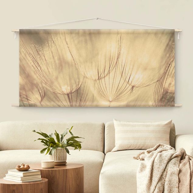 tapestry wall hanging Dandelions Close-Up In Cozy Sepia Tones
