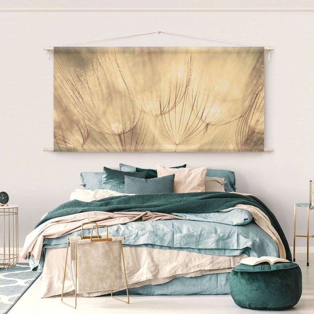 extra large wall tapestry Dandelions Close-Up In Cozy Sepia Tones