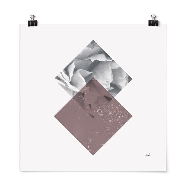 Poster art print - Squares with Flower