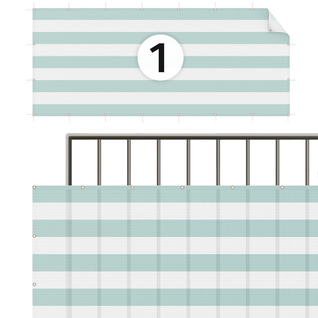 Privacy screen mat Horizontal Stripes in Pastel Mint