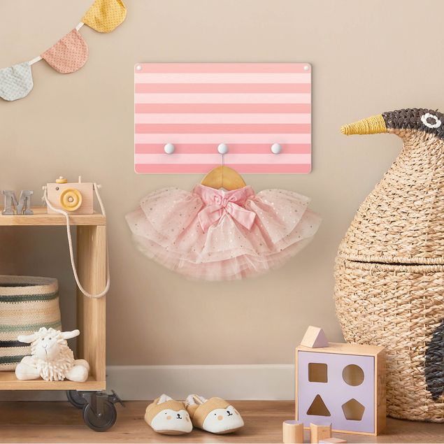 Coat rack for children - Horizontal Stripes Pink
