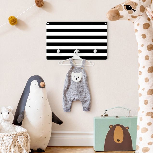 Coat rack for children - Horizontal Stripes Black And White