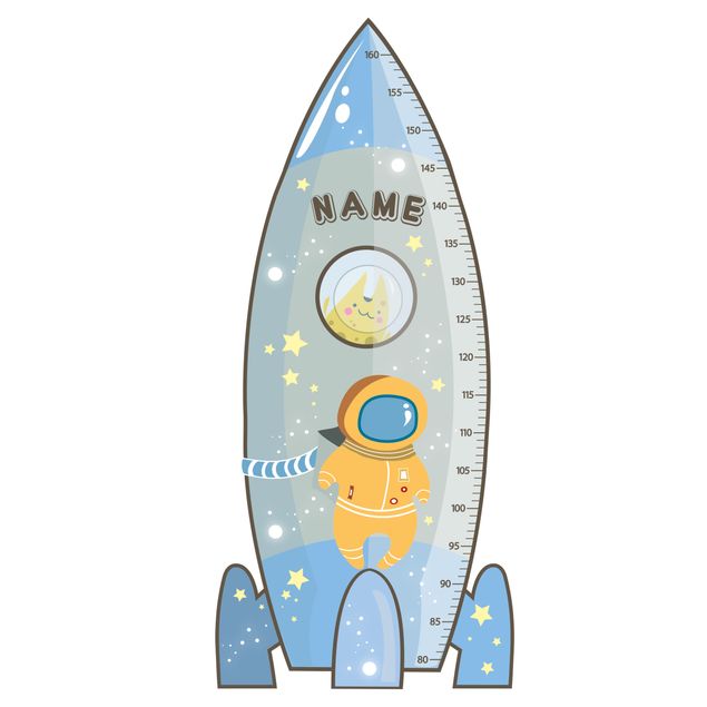  Wooden height chart Rocket blue with custom name